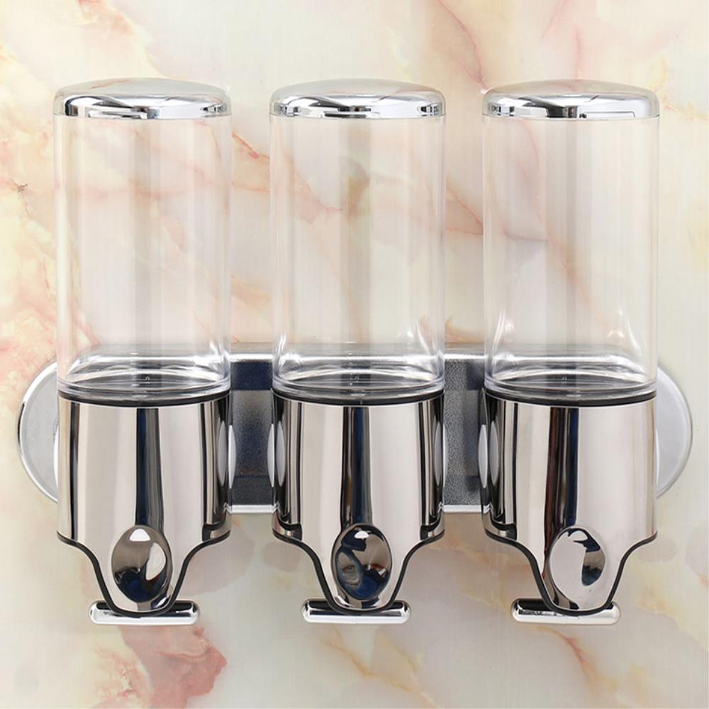 욕실 호텔 모텔 바디워시 샴푸 투명 디스펜서 3구 수영장 리필세제통 사용편한 펜션 심플