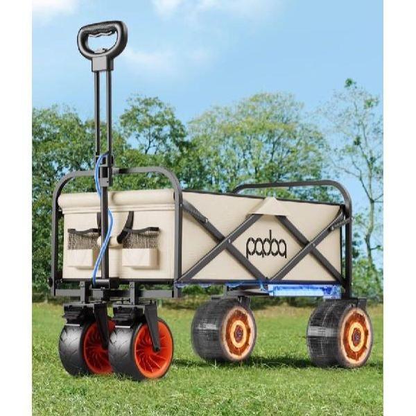 전동 웨건 광폭 접이식 자동 폴딩 캠핑 카트 유아 나들이 장보기 오픈형