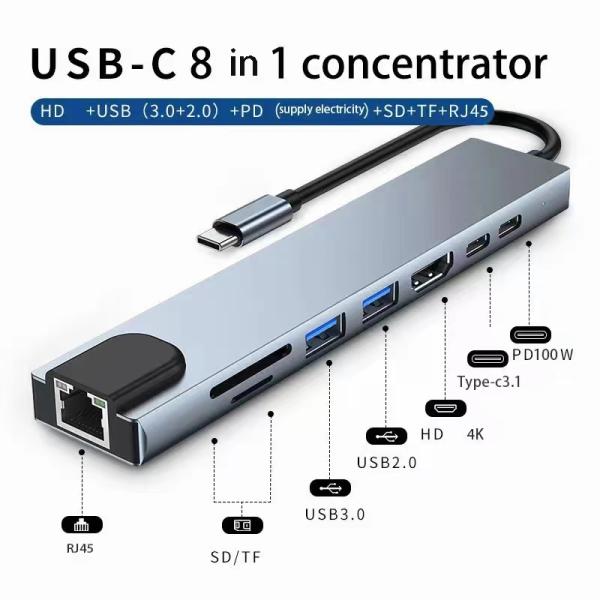 [오늘출발] AliExpress Collection USB 타입 C 허브 어댑터 SD Tf Rj45 카드 리더기 맥북 노트북 컴퓨터용 Pd 고속
