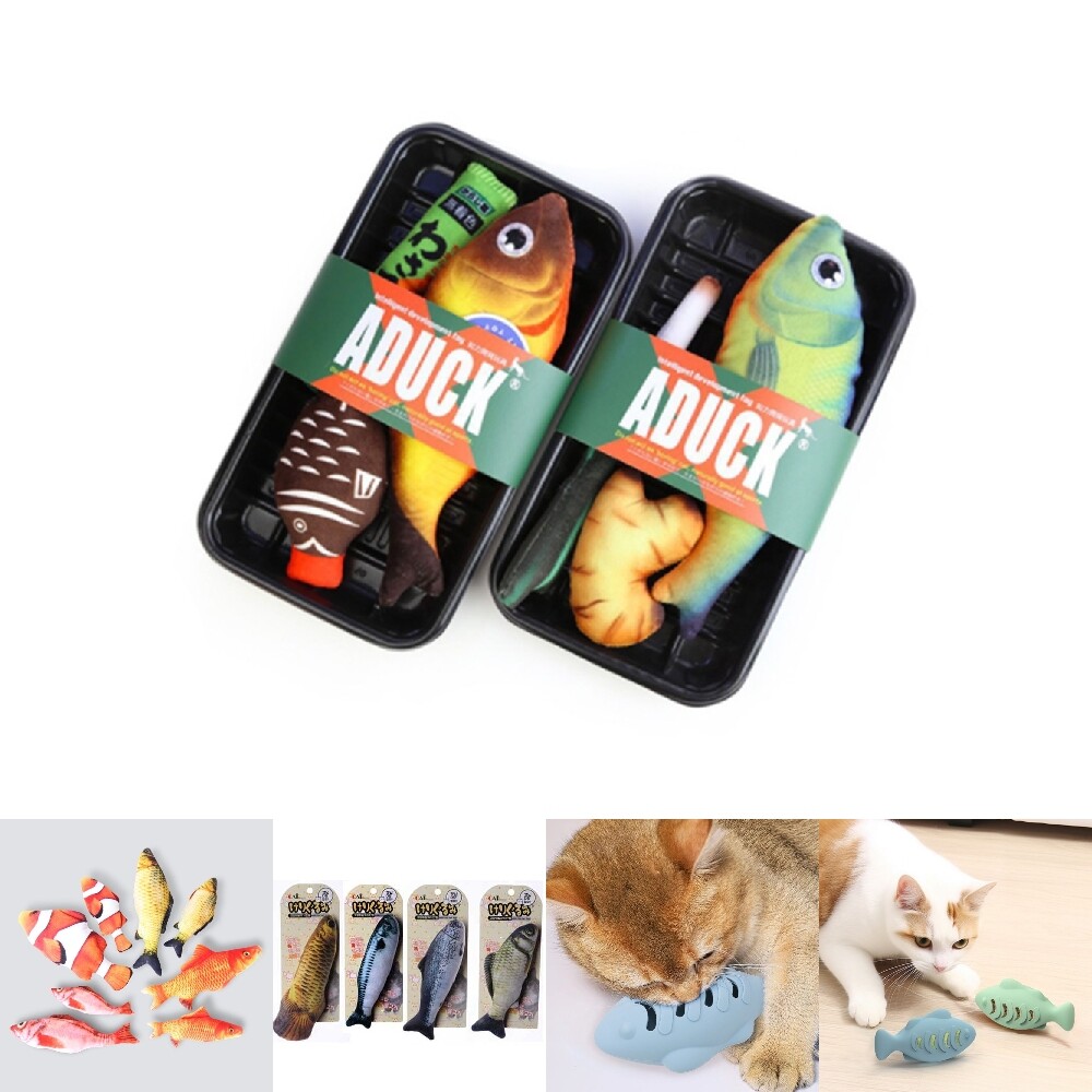 (큰생선한마리) 리얼 반려 동물 생선 인형 세트/반려묘장난감/고양이물고기장난감/고양이생선인형/고양이