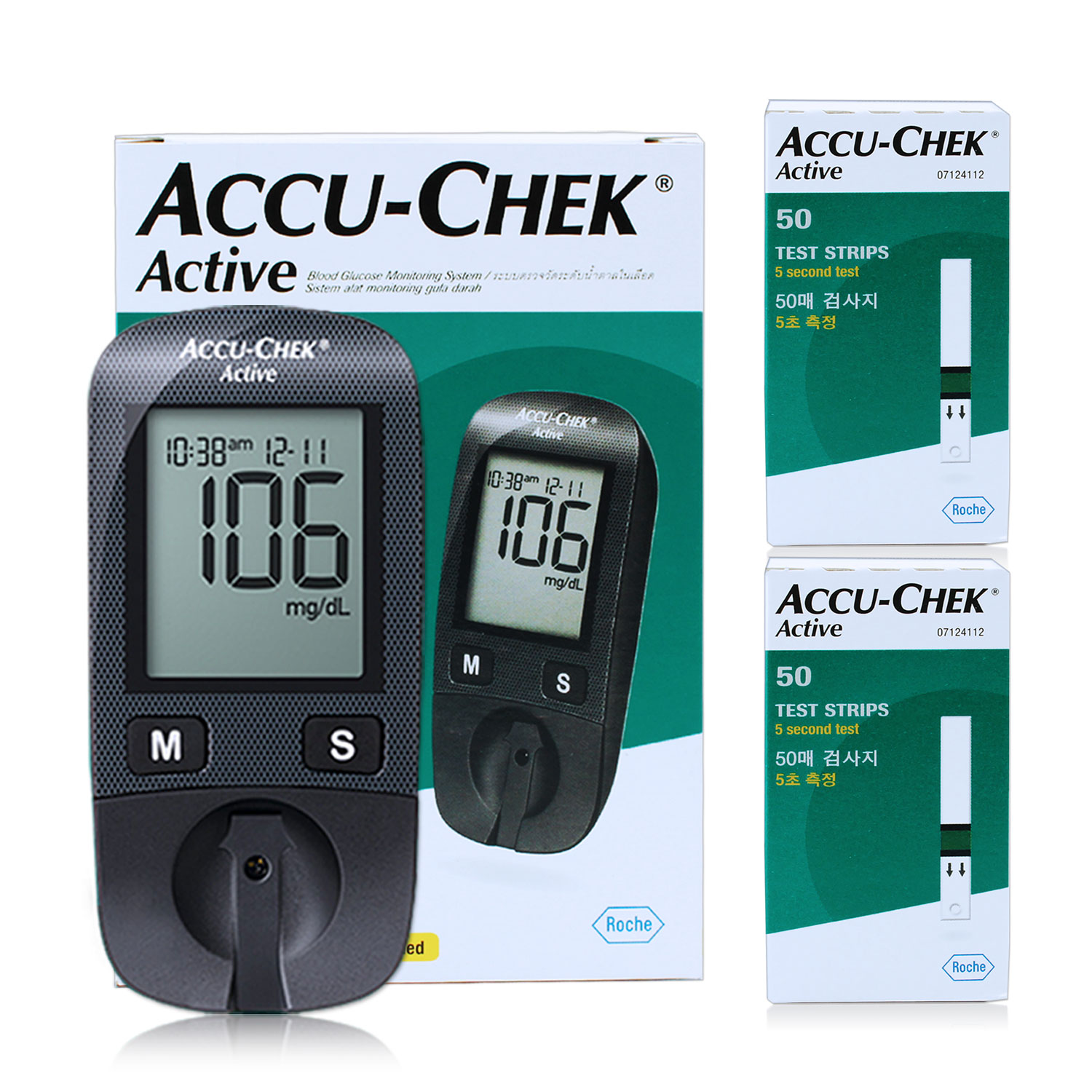 [오늘출발] 아큐첵 아큐첵 액티브 혈당계 세트(혈당측정기+시험지 100매)