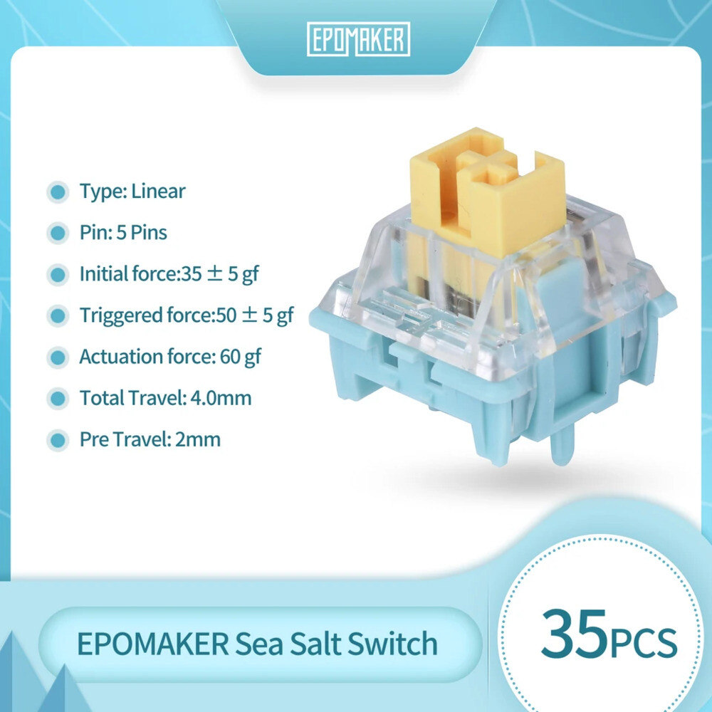 [해외] 바다소금스위치 EPOMAKER 바다 소금 스위치 사전 윤활 선형 LED 슬롯 50g 기계식 키보드 커스터마이징 35
