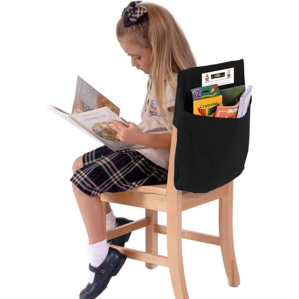 Seat Sack14인치 교실용 학생용 의자 수납 포켓 블랙 책상용 정리함 위에 완벽 내구성이 뛰어나고 널찍합니