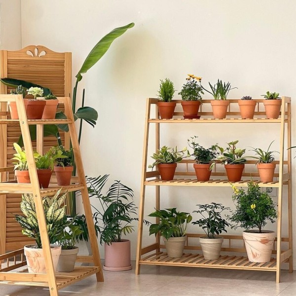 [해외] 상품친절한마이쮸 3단 원목 화분선반 식물 거치대 진열대 정리대