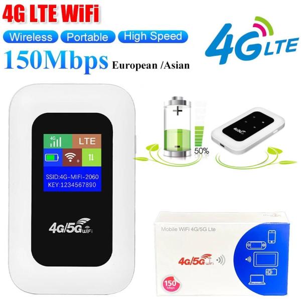 [오늘출발] 휴대용 포켓 MiFi 모뎀 모바일 와이파이 핫스팟 SIM 카드 슬롯 포함 4G5G 모바일 와이파이 라우터 150Mbps
