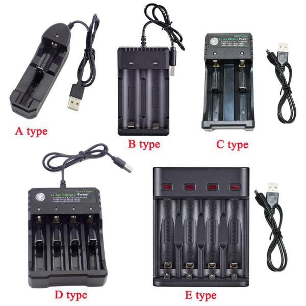 USB 충전식 배터리 충전기 18650 14500 AA AAA 1.2V 3.7V 리튬 이온 고속 123 포트 슬롯 18350 배터리 충전