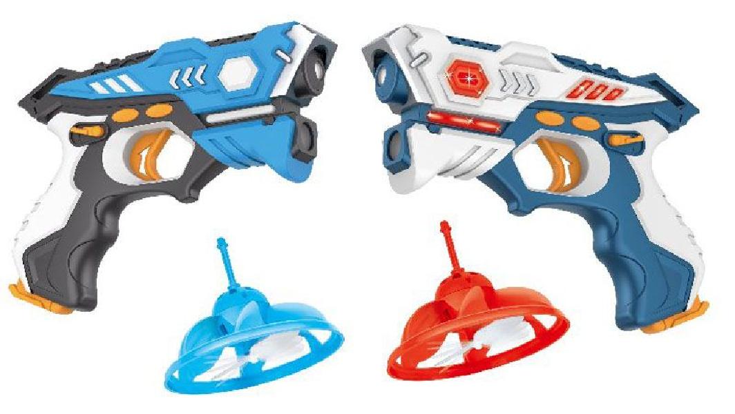 드론건 전자 모드 변환 비행접시 조종 사 (흰색-파란색) 총 2개 + 접시 2개 2BB23H 선물 상자 (무료 배터리