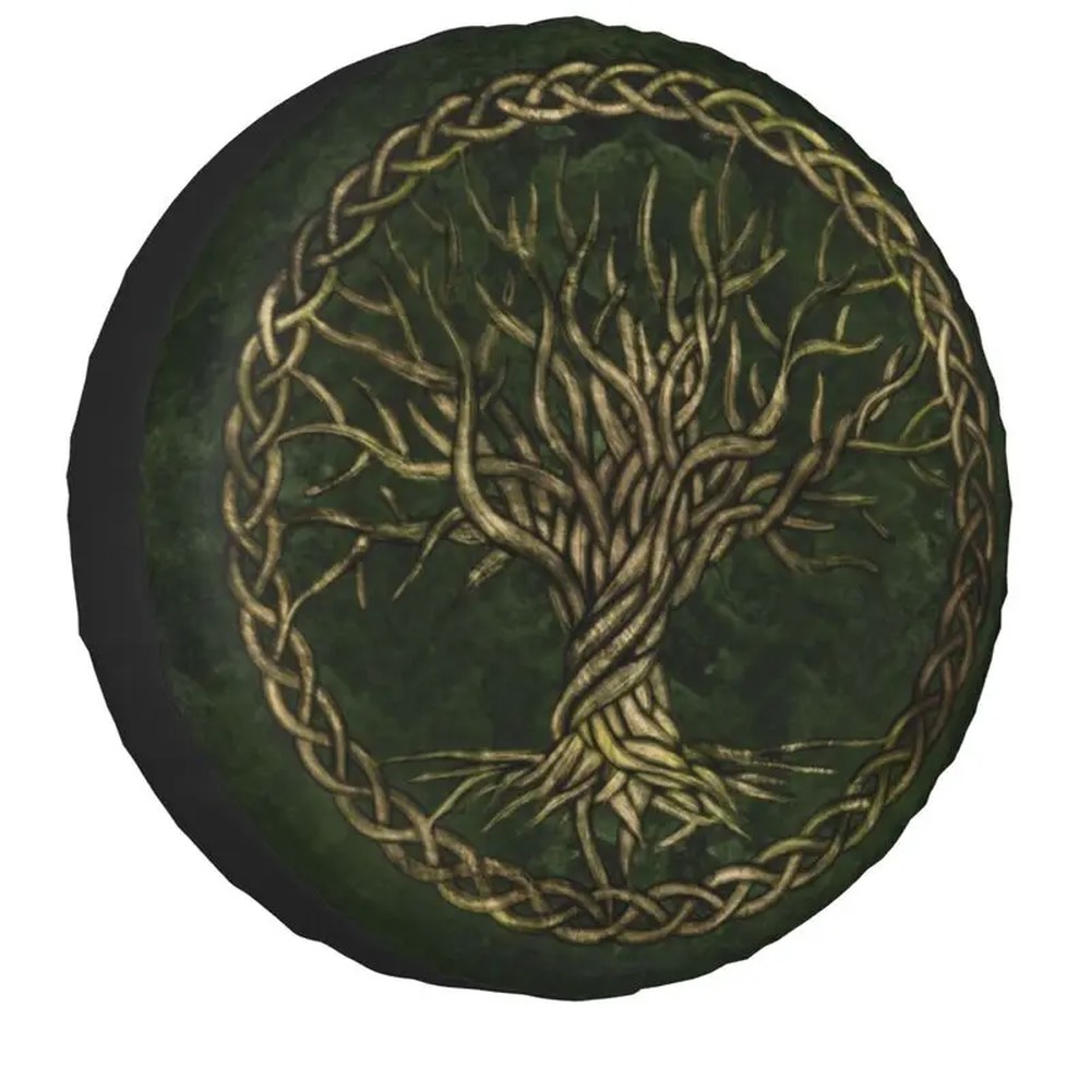 [오늘출발]지프 파제로 4x4 트레일러 바이킹 이그드라실 타이어 보호대 그린 골드 트리 오브 라이프 스페어 휠 커버