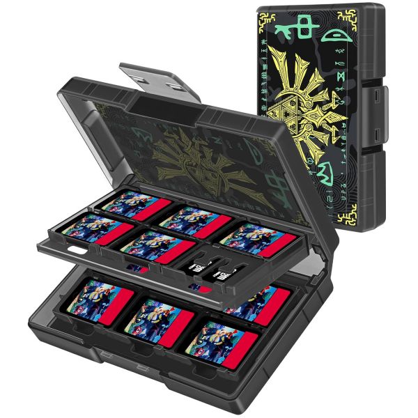 oqpa for 닌텐도 스위치용 게임 케이스 스위치 OLED 라이트 카드 24개의 슬롯과 2개의 마이크로 SD 슬롯 여