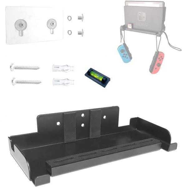 닌텐도 스위치 스위치용 벽걸이 브래킷 OLED 드릴 프리 튼튼한 금속 게임 카드 슬롯 5개 간편한 설치 검은