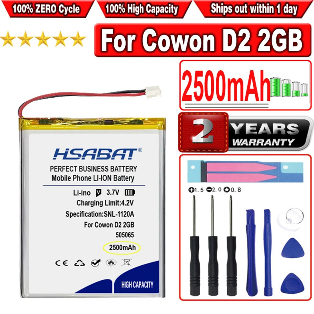 2500mAh 배터리 Cowon D2 2GB 4GB 8GB Plus 16gb 용