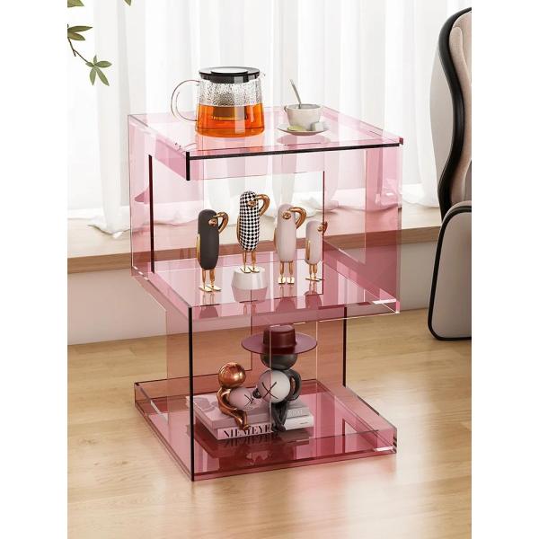 미니멀리스트 아크릴 디자인 소파 엔드 테이블 투명 커피 테이블 럭셔리 모바일 테이블 쉐벳 홈 가구