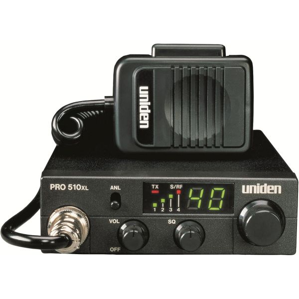 Uniden PRO510XL Pro 시리즈 40채널 CB 라디오. 컴팩트 설계. 백라이트 LCD 디스플레이. 공개 주소. ANL 스