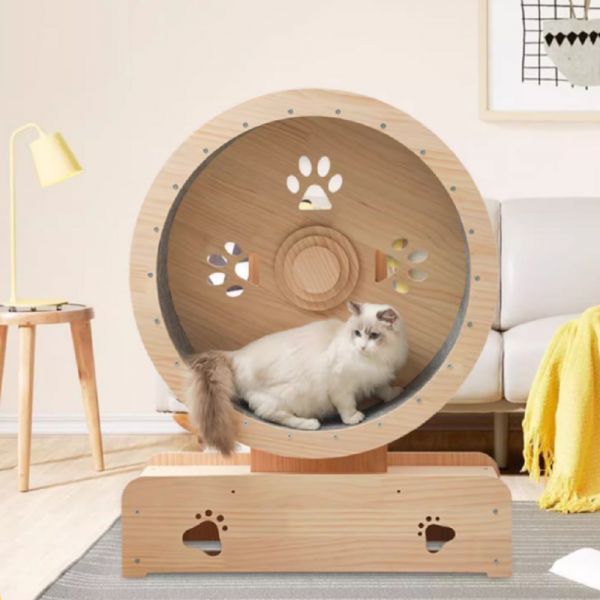 LisCOM 원목 캣휠 고양이 런닝머신 롤러 무음 애견 스포츠 휠 대형완구 고양이 다이어트