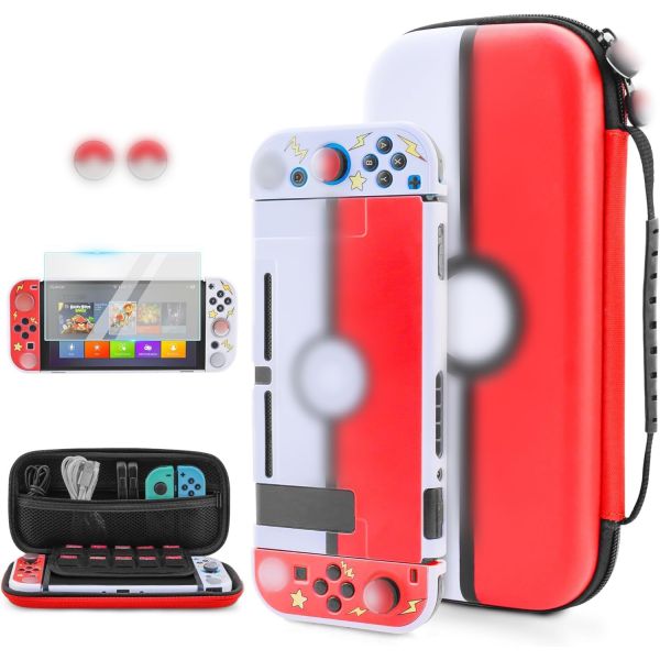 닌텐도 스위치용 FINDIAR 카툰 볼 휴대용 케이스 10개의 게임 카드 슬롯이 있는 귀여운 여행용 부드러운 TP