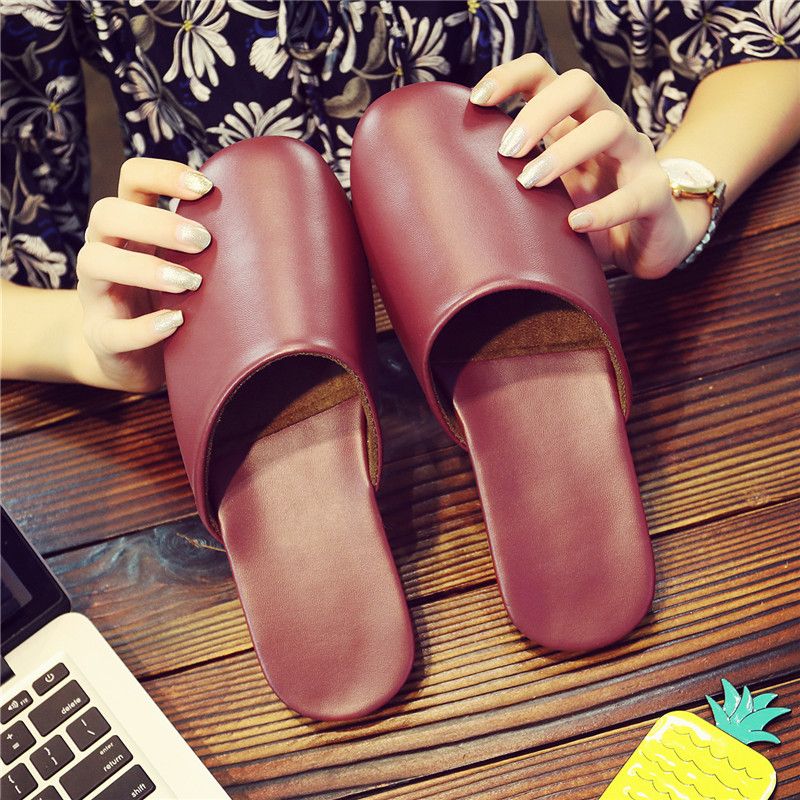 층간소음슬리퍼 일본계 리얼 가죽 통 양가죽 슬리퍼 남성 커플 홈피