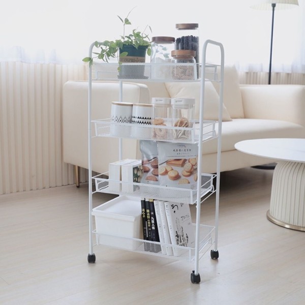 유윈 3단 4단 이동식 철제 트롤리 바퀴달린 세탁실 주방 틈새 선반 트레이 수납장