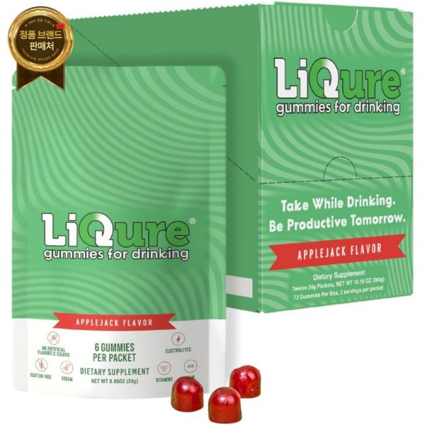 LiQure 음주 후 기분 전환용 구미 밤 외출 전환용 DHM 밀크씨슬 비타민 B군 전해질 식물성 72 구미