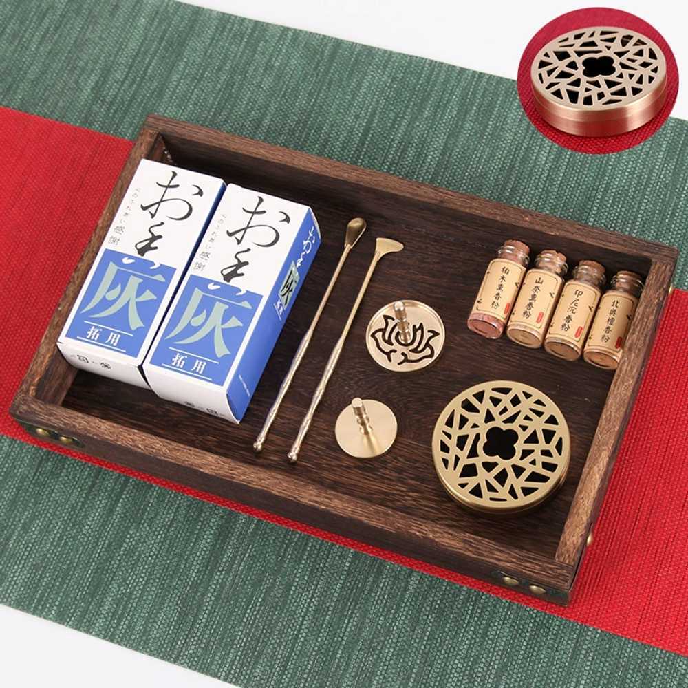 향로 향 구리 도구 세트 가정용 백단 가루 아로마 테라피 중국 고급 향피우는 도구