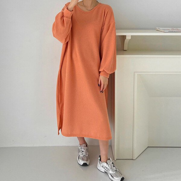 (에이치스타일)(OP)와플왕퍼프박스롱원피스