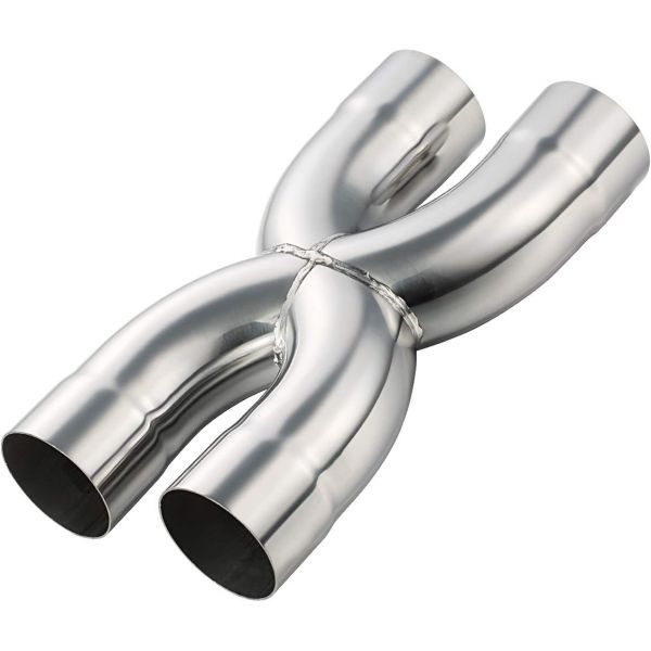 LCGP 유니버설 2.5인치 인아웃 크로스오버 X 파이프 12인치 길이 스테인리스 배기관