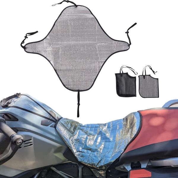 큰 하마 태양 반사 오토바이 시트 커버 보너스 2 장갑 열 반사기 핏 대부분 점보표준 자동차슬리버