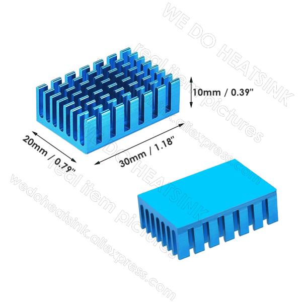 [오늘출발] 우리는 열 싱크 100pcs 30x20x10mm 블루 슬롯 형 알루마이트 냉각 알루미늄 테이프 패드