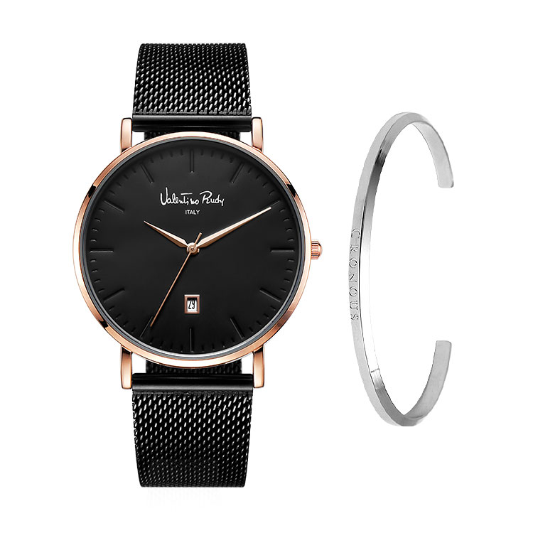 [오늘출발] 발렌티노루디 발렌티노루디 무료각인 VR1118B-RGBK M+크로노스 커프팔찌 Collaboration Set 남자시계 메탈시계