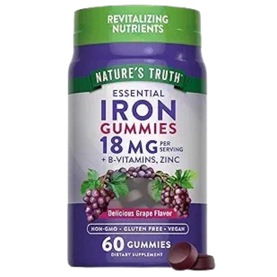 네이처스 트루스 필수 철분 + 비타민B군 아연 천연 포도 맛 비건 구미젤리 60개