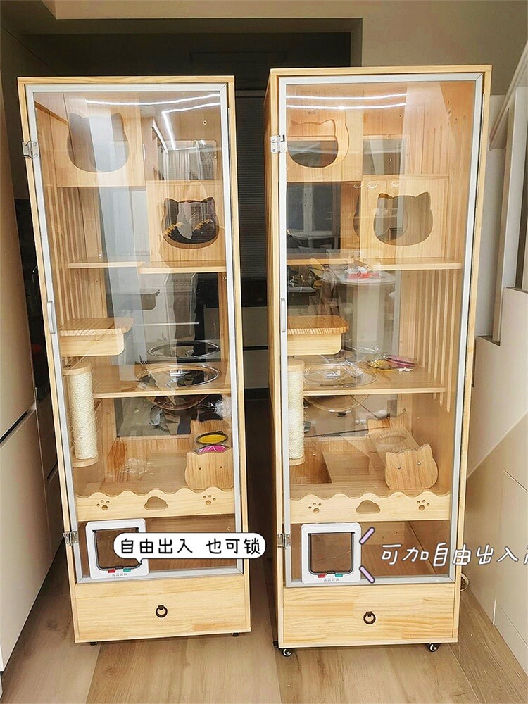 고양이 캣타워 고양이아파트 아파트 고양이집 숨숨집 놀이터 원목 안전한 수직 DIY 빌라-F10 양쪽 통풍 바