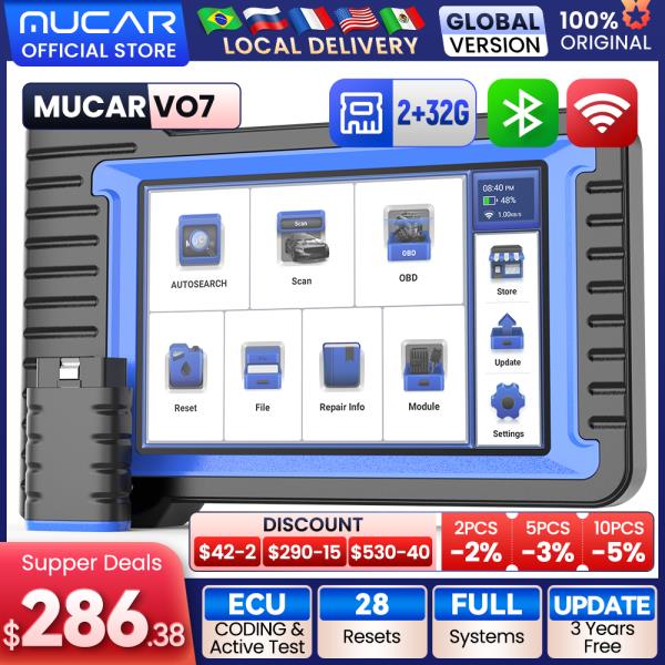 [오늘출발] MUCAR VO7 모든 시스템 자동차 진단 도구 OBD2 스캐너 28 리셋 자동차 진단 스캐너 ECU 코딩 양방향 스캔