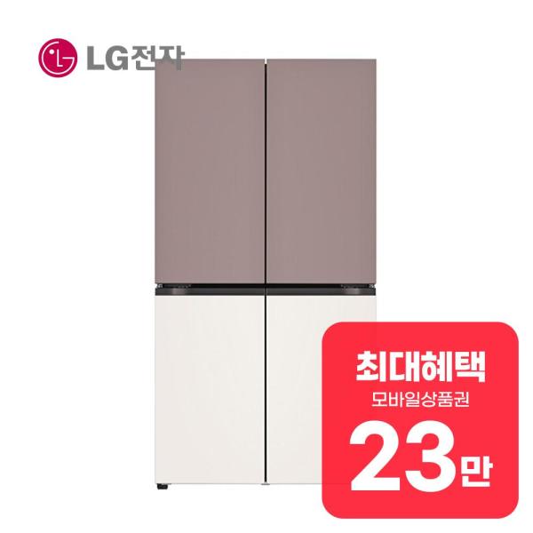 LG전자 디오스 오브제컬렉션 매직스페이스 4도어 냉장고 870L (오브제컬렉션 핑크/베이지) 렌탈 T875MKE111 60개월약정 월82900원