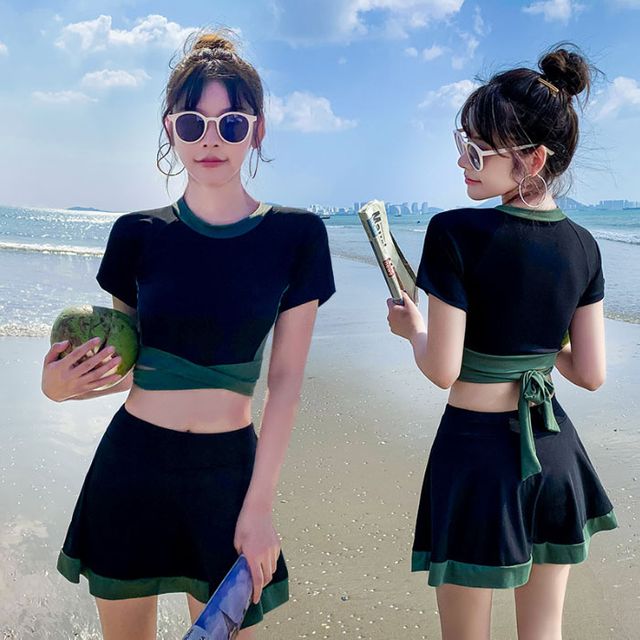 학생 비치 반팔 귀여운 필리핀 스파 오션월드 호주 사이판 워터파크 해운대 여자 여름 체형커버 비키니