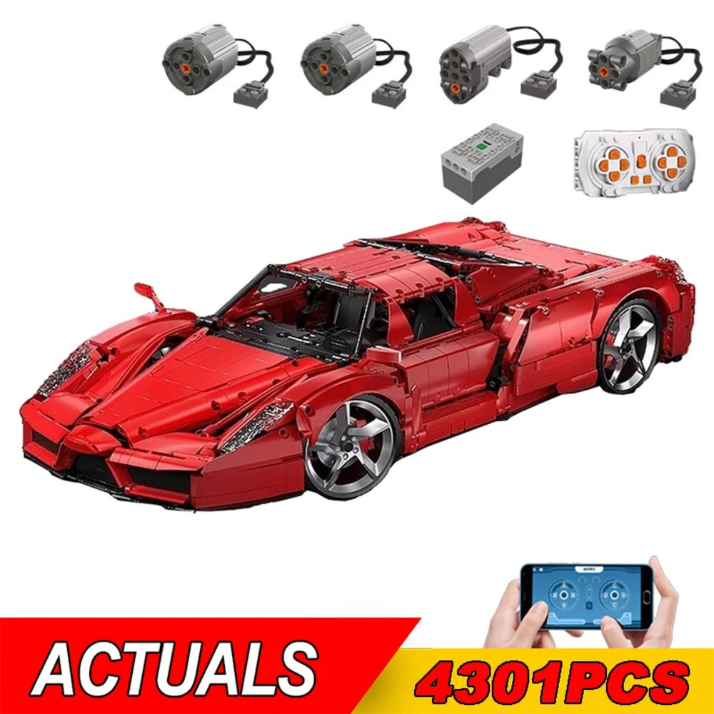 호환블록 기술 앱 리모컨 모터 파워 페르 ENZO 10523 빌딩 블록 브릭 슈퍼 카 로고 컨스트럭터 세트 장난감