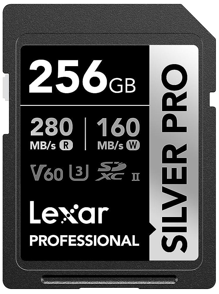 [해외] 미국직배)Lexar 256GB 프로페셔널 실버 프로 SDXC 메모리 카드 UHS-II C10 U3 V60 풀 HD 및 4K 비디오