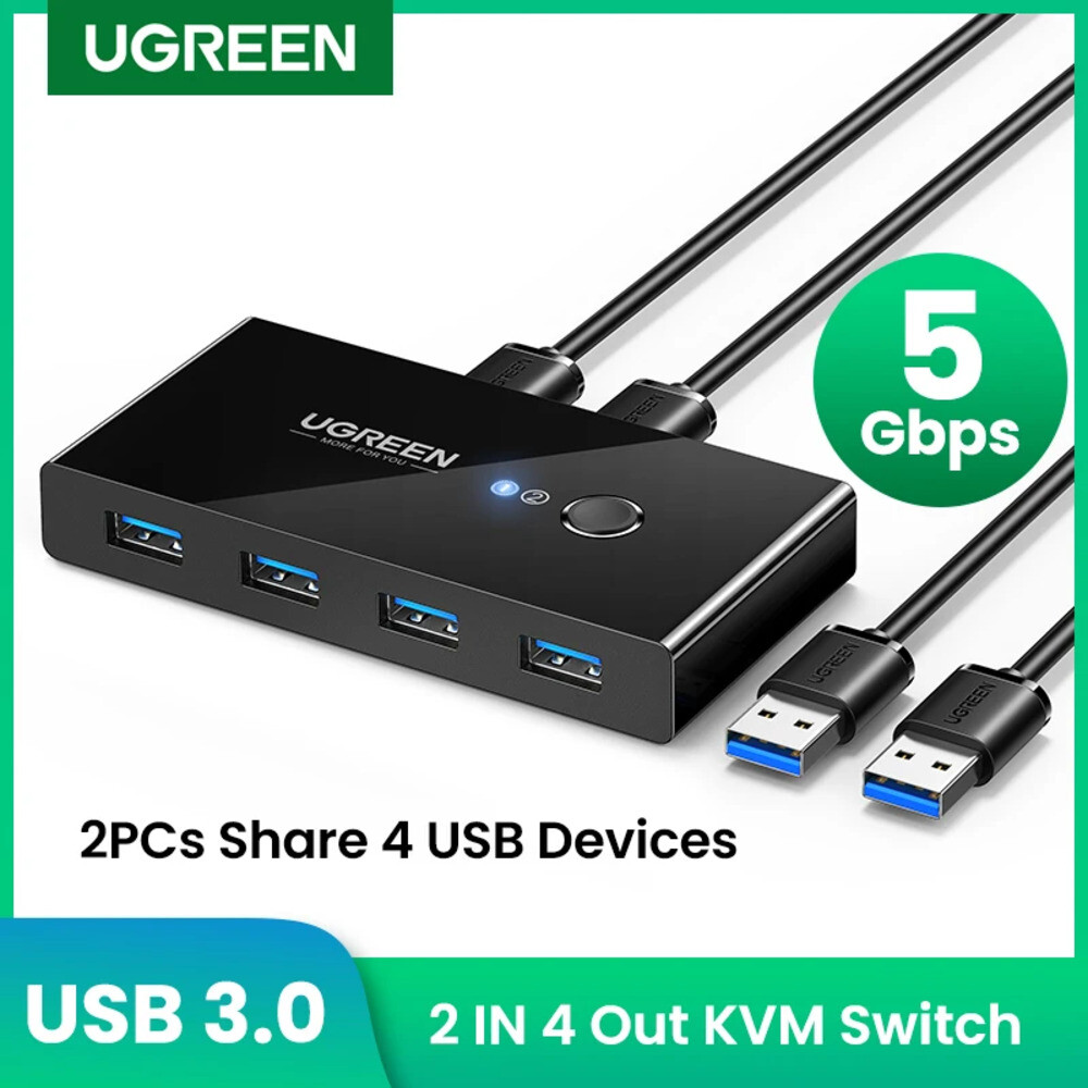 UGREEN USB KVM 스위치 3.0 2.0 스위처 Xiao mi Mi Box 키보드 마우스 프린터 모니터 2 PCs 공유 4 장치