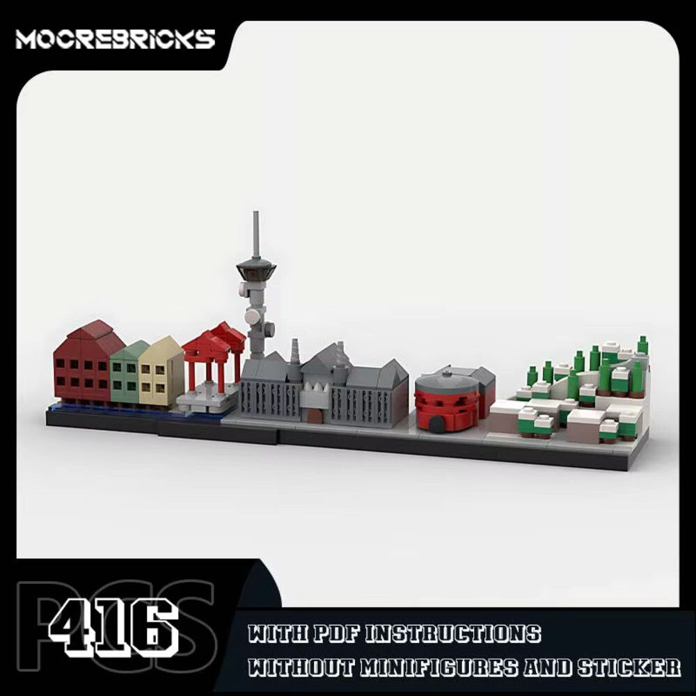 호환블록 시티 트론헤임 스카이라인 모델 브릭 MOC 아키텍처 시리즈 빌딩 블록 수집 장난감 퍼즐 선물