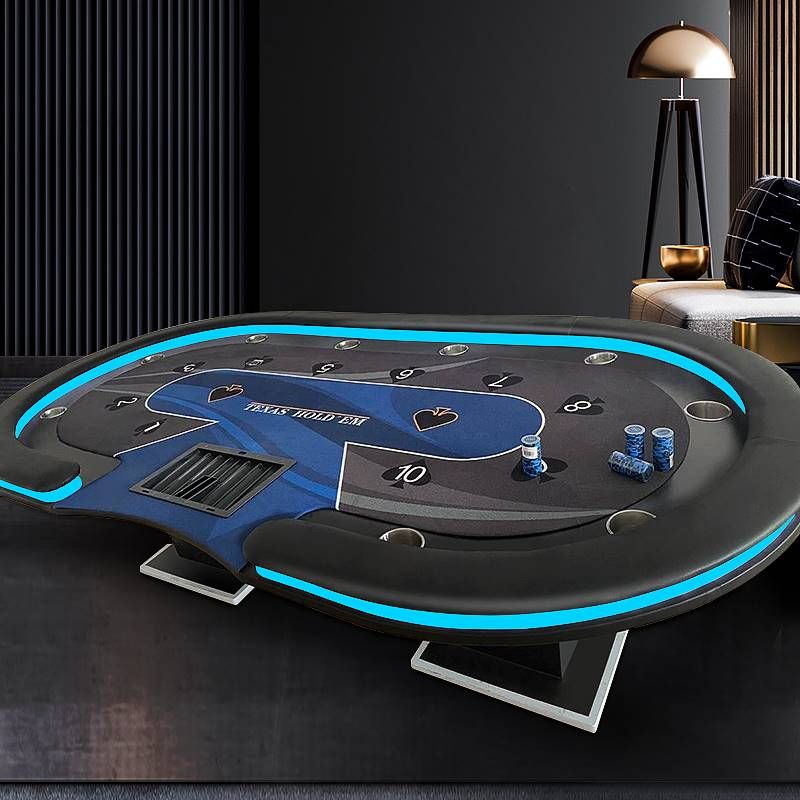 홀덤테이블 텍사스 포커 룸 카드 보드게임 테이블 타원형 에이스 블루 2.6x1.2