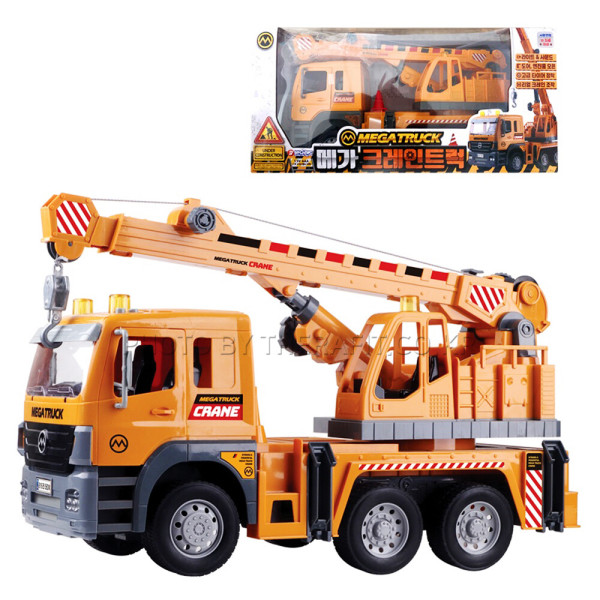 [오늘출발] 바니랜드 메가 크레인트럭 대형 중장비 장난감 라이트사운드저소음 타이어 리얼 사이즈