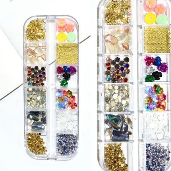 KQH889 트윙클 네일아트 보석 스톤 12칸 10통