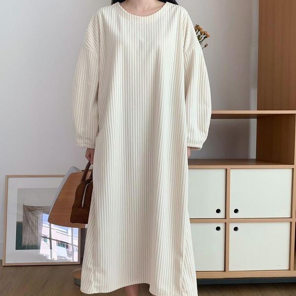 브이와이   하프클럽/ 여자 왕골지 퍼프 롱원피스_OP20320