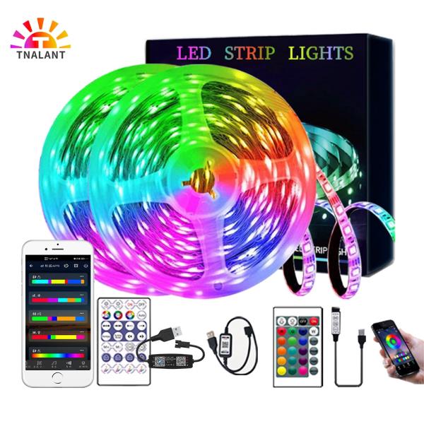 [해외] WS2812B USB LED 스트립 RGBIC 블루투스 App 제어 쫓는 효과 조명  테이프 다이오드 리본 TV 데스크탑 백라