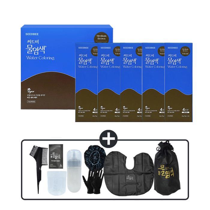 씨드비 씨드비 물염색 시즌2 프리미엄 새치 커버 미디엄브라운 싱글구성(20회분+염색도구) WAW