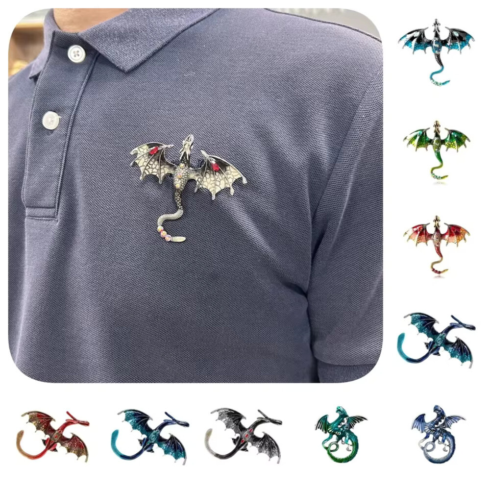 배치 만화 플라잉 드래곤 상감 크리스탈 금속 에나멜 브로치 의류 가방 남성 및 여성 핀 선물 인기 판매