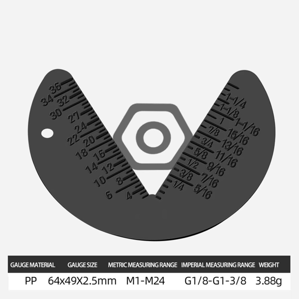 [해외] 나사게이지 나사 볼트 너트 측정 게이지 크기 G18 G138 체크 검사 표준 미터법 64x49x2.5mm