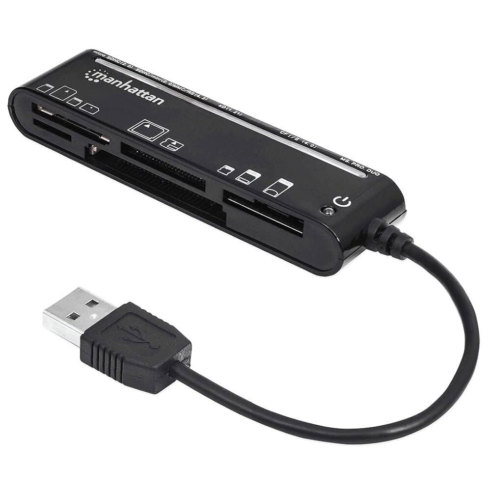 Manhattan USB 2.0 카드 리더기 /라이터 - 5개의 플래시 메모리 카드 슬롯 포함 79가지 메모리 카드 형식