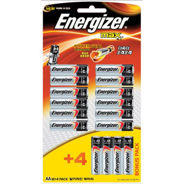 [에너자이저홀딩스]에너자이저 에너자이저 건전지 알카라인 맥스 AA 12+4입 (16알)