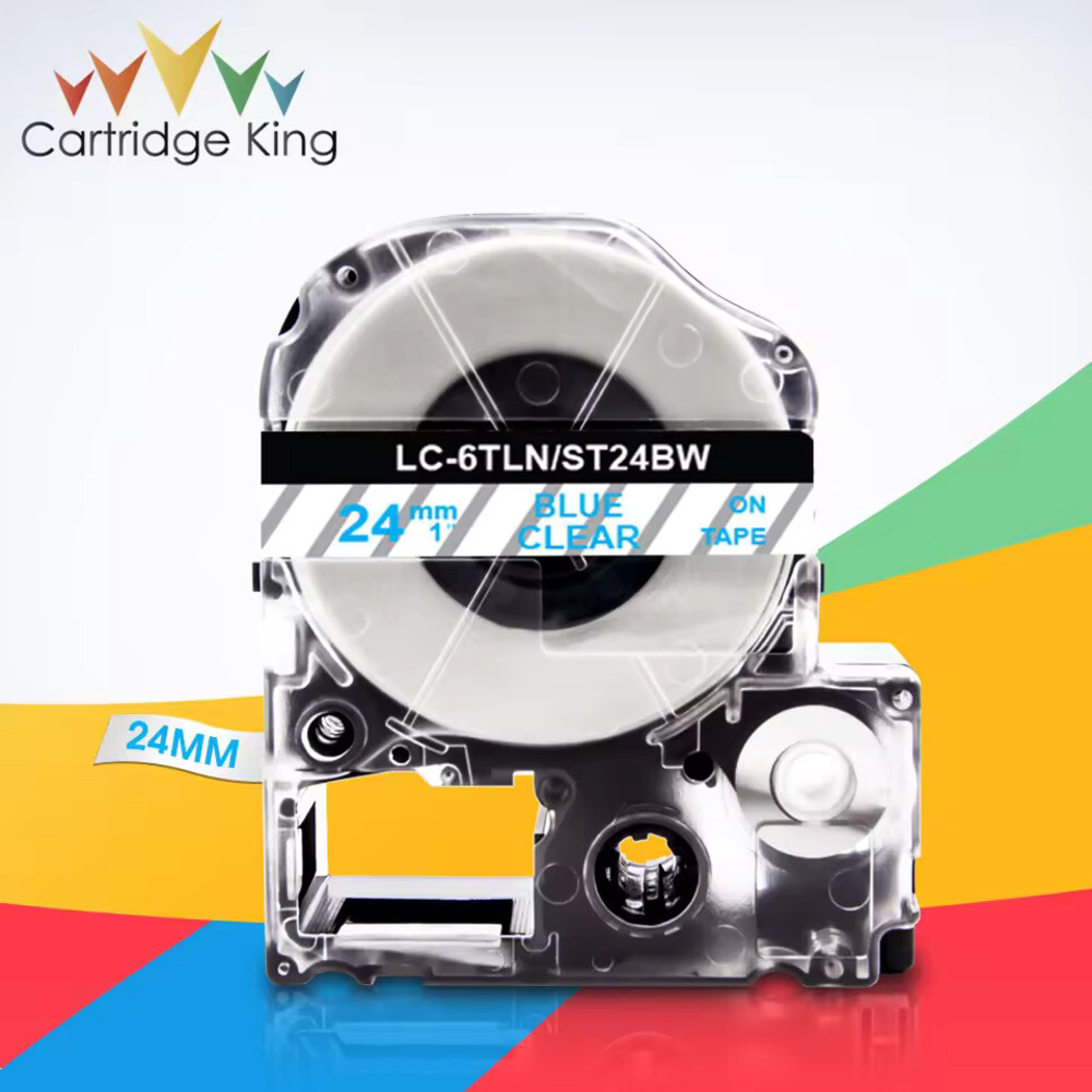 라벨 100 개/상자 테이프 12mm x 8m 파란색 흰색 LC-6TLN 리본 엡손 킹 짐 LW-700 LW-900P 메이커 LW-1000P