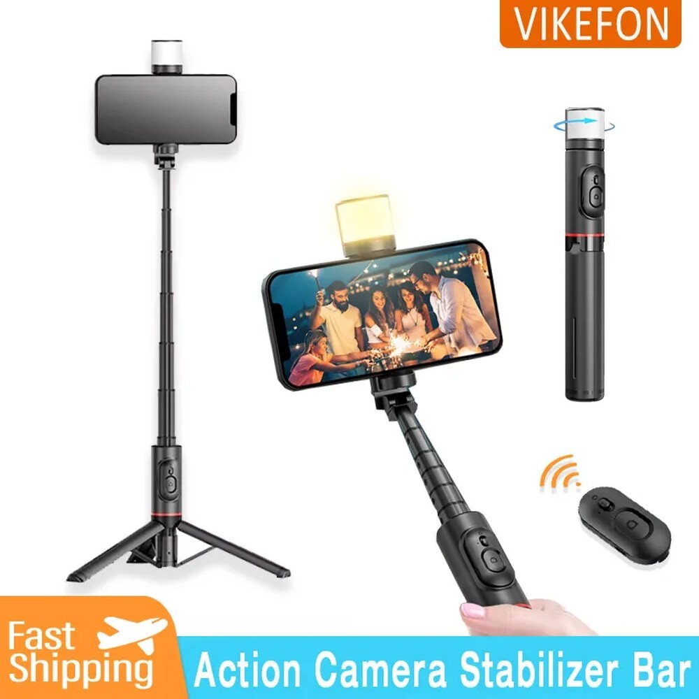 티아라G 접이식 블루투스 야외 셀카봉 셔터 스마트폰용 필 핸드헬드 휴대폰 라이브 리모컨 스탠드 라이트