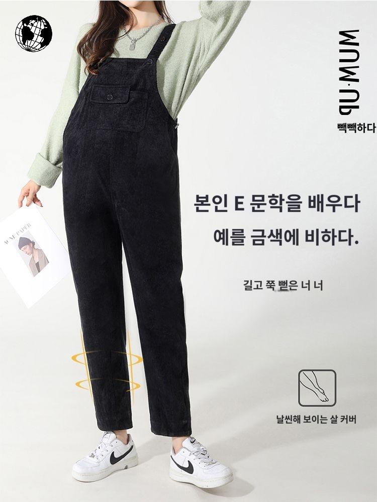 [해외] 공방 여성 레트로 오버핏 겨울멜빵바지 카페알바 점프수트